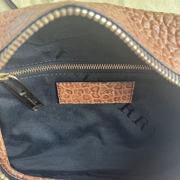 Burberry Suede Pebble Leather Logo Crossbody Zip Envelope Bag Purse - Picture 12 of 16